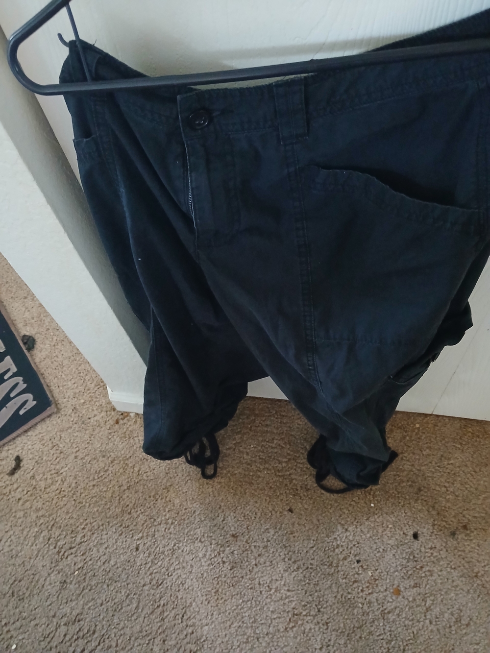 Womans Black Drawstring Cargo Pants